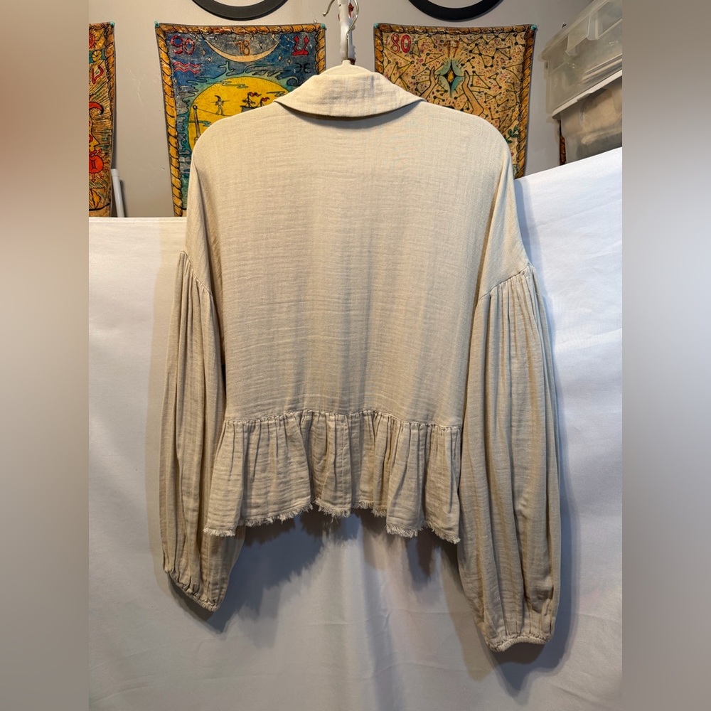 Free People Beige Ruffle Light Jacket - Picture 2 of 5